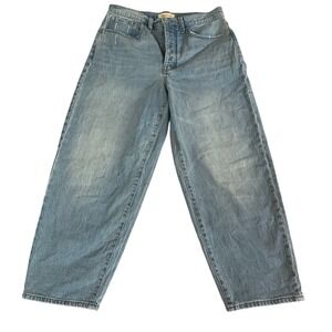 Madewell Balloon Jeans Women 29 Blue High Rise Button Fly Light Wash Denim